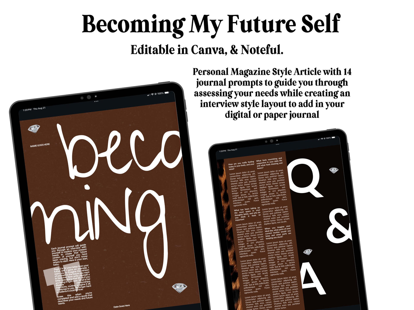 Becoming Your Best Self Personal Magazine Journal Style Article EDITABLE in CANVA, NOTEFUL